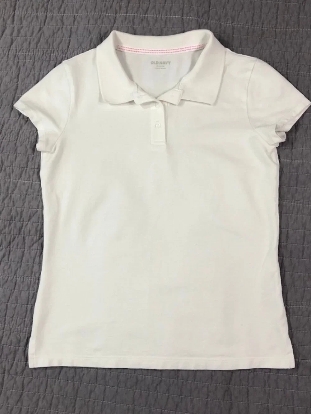 4/$15 Old Navy Polo Shirt Girl XL 14 - 16 Youth White Uniform School Preppy